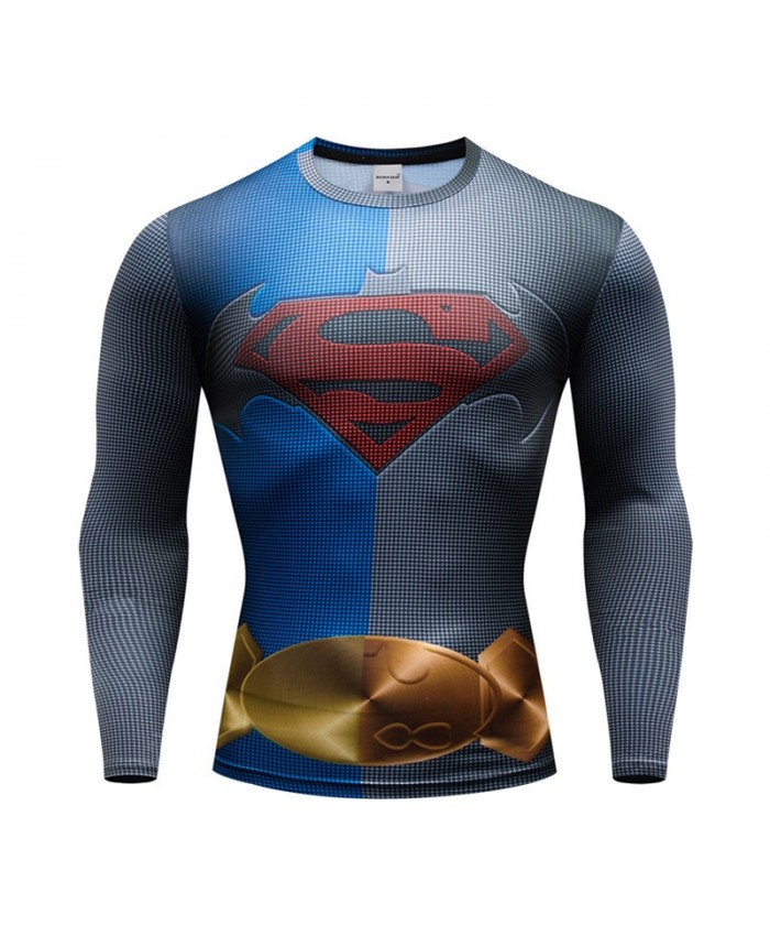 T-shirts Superman Men Compression T Shirt Bodybuilding Fitness Tops Long Sleeve Tees Iron Man Cosplay Brand Crossfit New