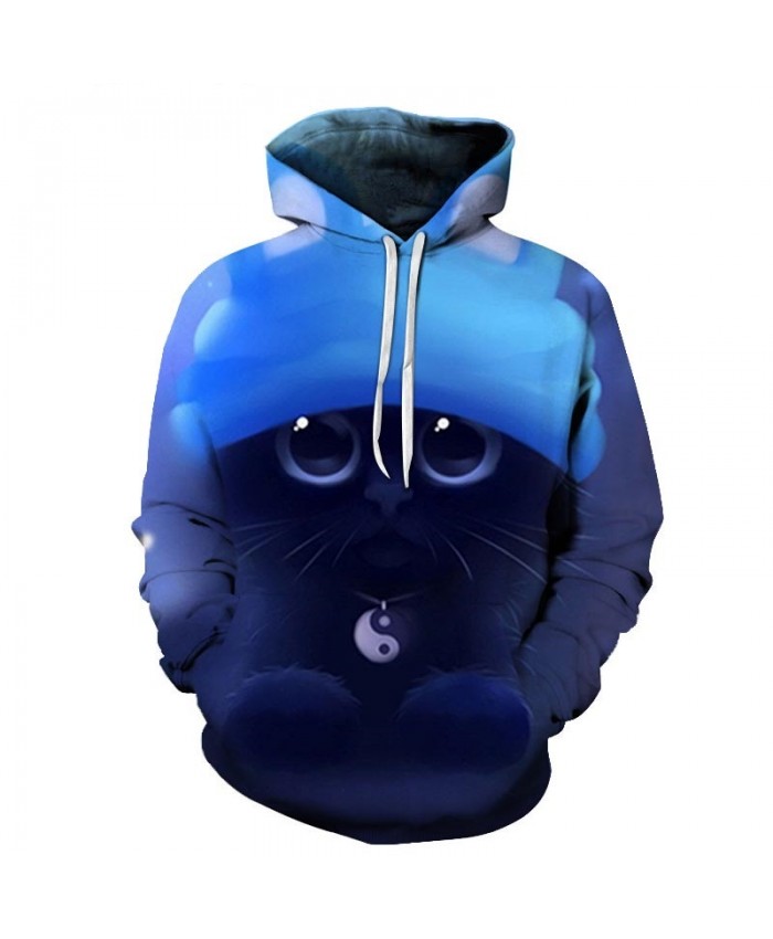 Tai Chi Necklace Cat 3D Printed Mens Pullover Sweatshirt Pullover Casual Hoodie Men Streetwear Sweatshirt Hoodie