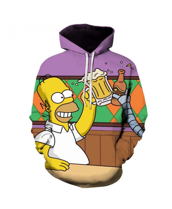The Simpsons 3D Print Funny Harajuku Coat Hoodies Sweatshirts Clothes Men's Streetwear Hip Hop Tracksuit R