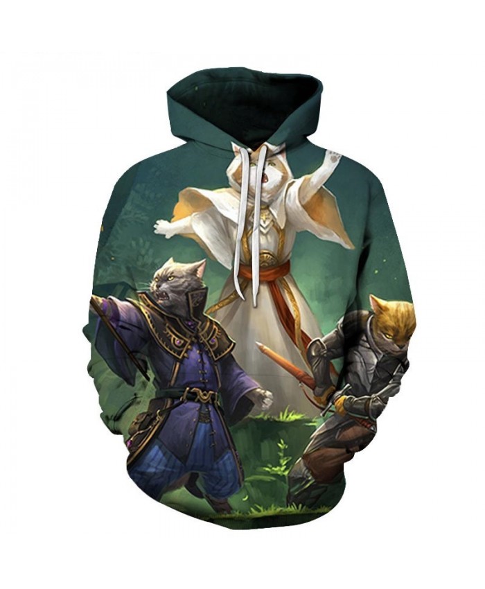Three Headed Cats 3D Print Mens Pullover Sweatshirt Pullover Casual Hoodie Men Streetwear Sweatshirt Clothes Hoodie