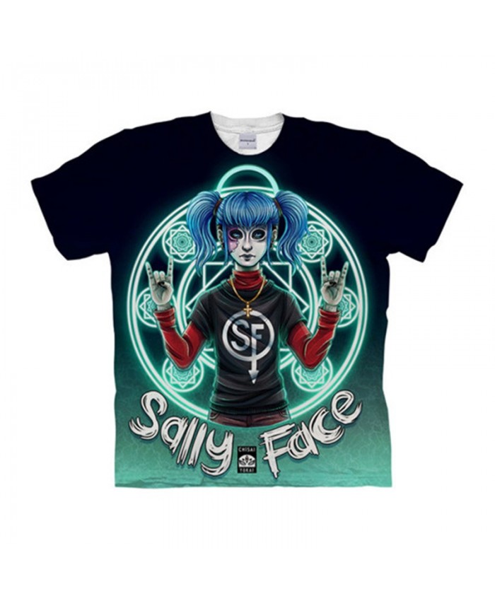 Thumb Up Sally Face 3D Print Men tshirt Crossfit Shirt Anime Casual Short Sleeve Summer Male tshirt Men Tops&Tee