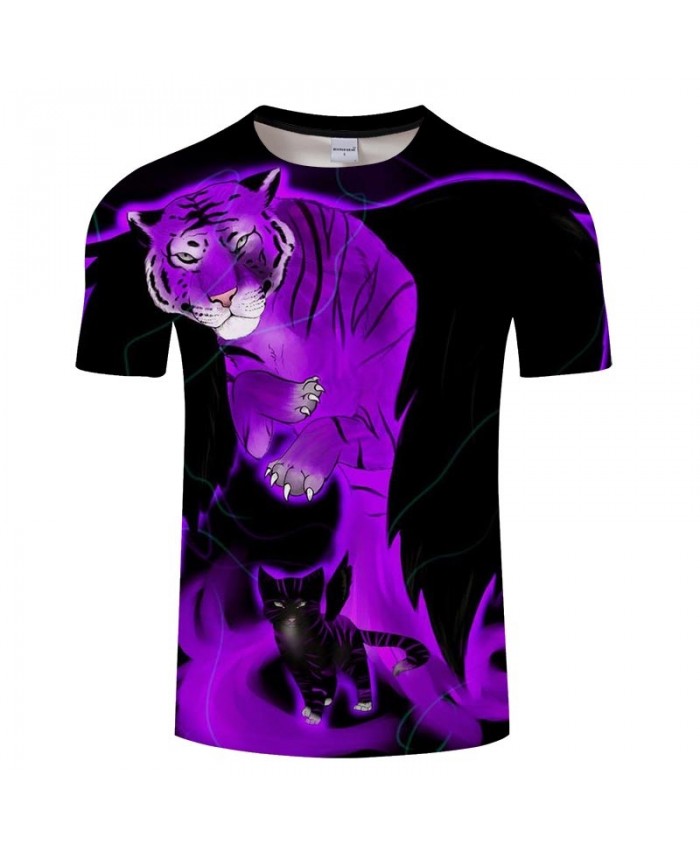 Tiger And Cat 3D Printed Men tshirt Crossfit Shirt Casual Summer Short Sleeve Men Brand T Shirt Men Round Neck