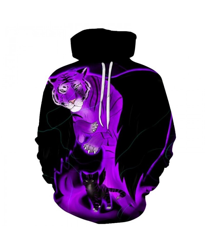 Tiger And Cat 3D Printed Mens Pullover Sweatshirt Pullover Casual Hoodie Men Streetwear Sweatshirt Fashion Hoodie