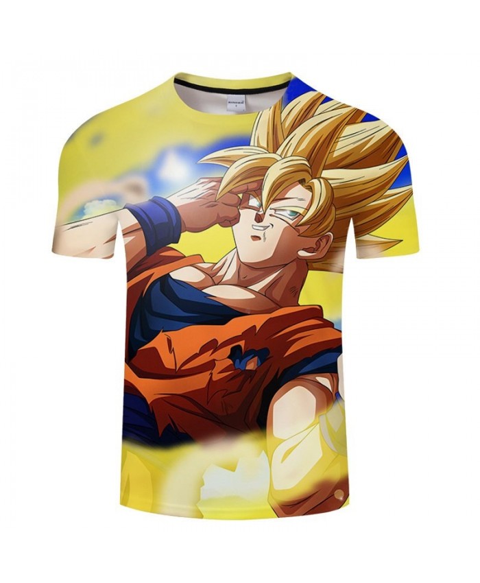 Two Fingers Touching Forehead Goku Dragon Ball 3D Print tshirt Men tshirt Casual Short Sleeve Male O-neck Drop Ship