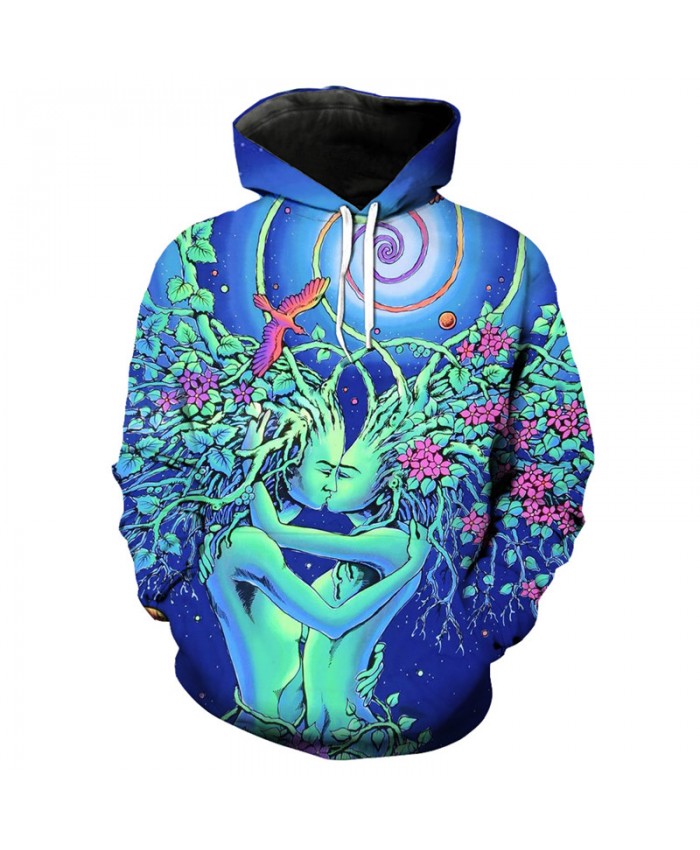 Two kissing tree people Fashion 3D hoodie cool hooded sweatshirt