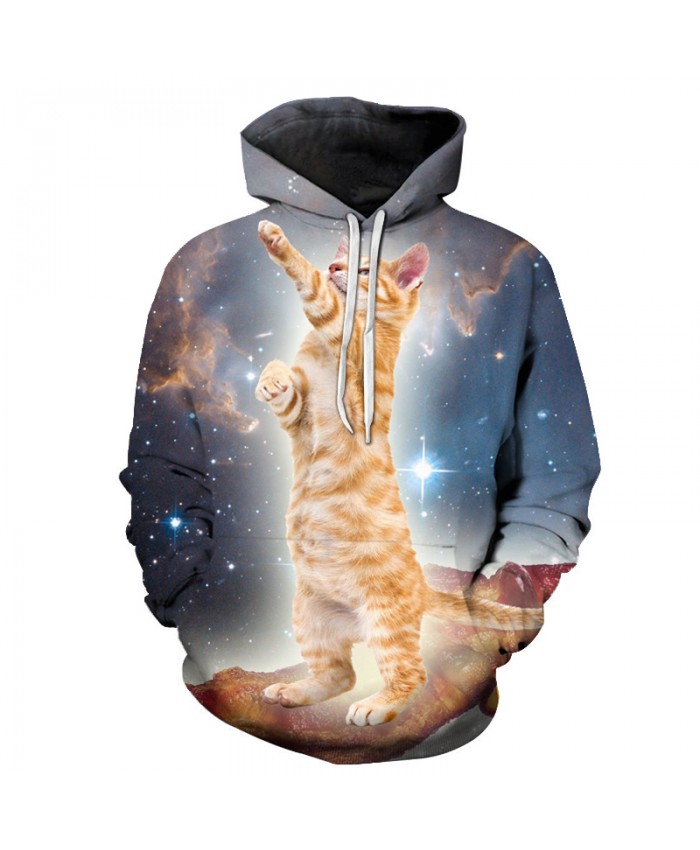 Unisex Hoodies 3D Galaxy Cat Men Sweatshirt Autumn Hooded Pullover Novelty Streetwear Casual Tracksuits Animal Boy Jacket