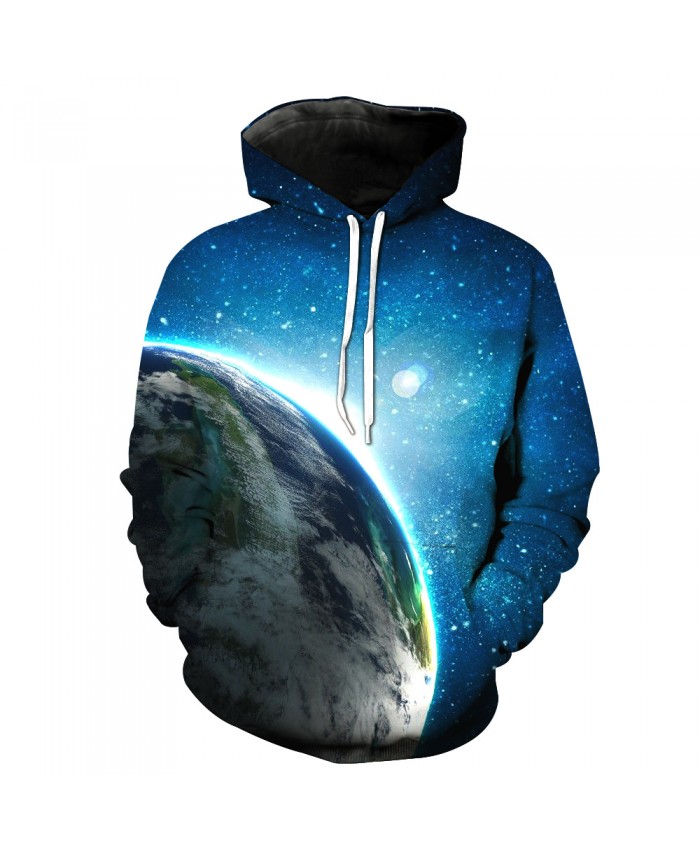 Universe Galaxy Starry sky Earth 3D Print Fashion Hooded Sweatshirt Men and Women Sportswear E