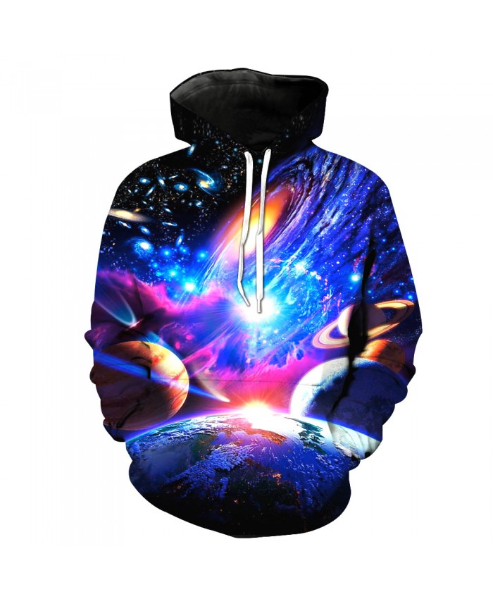 Universe Galaxy Starry sky Earth 3D Print Fashion Hooded Sweatshirt Men and Women Sportswear G
