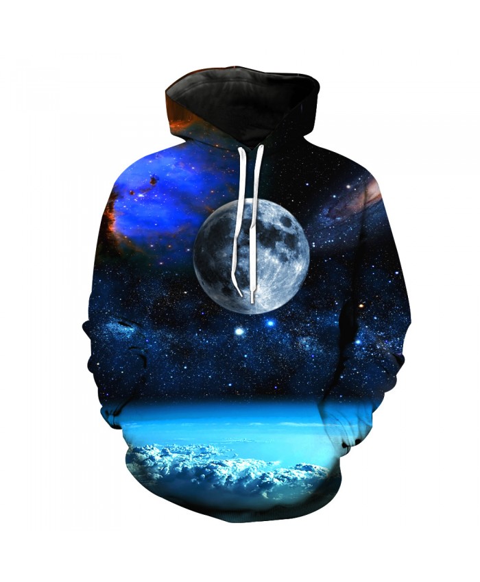 Universe Galaxy Starry sky Earth 3D Print Fashion Hooded Sweatshirt Men and Women Sportswear H