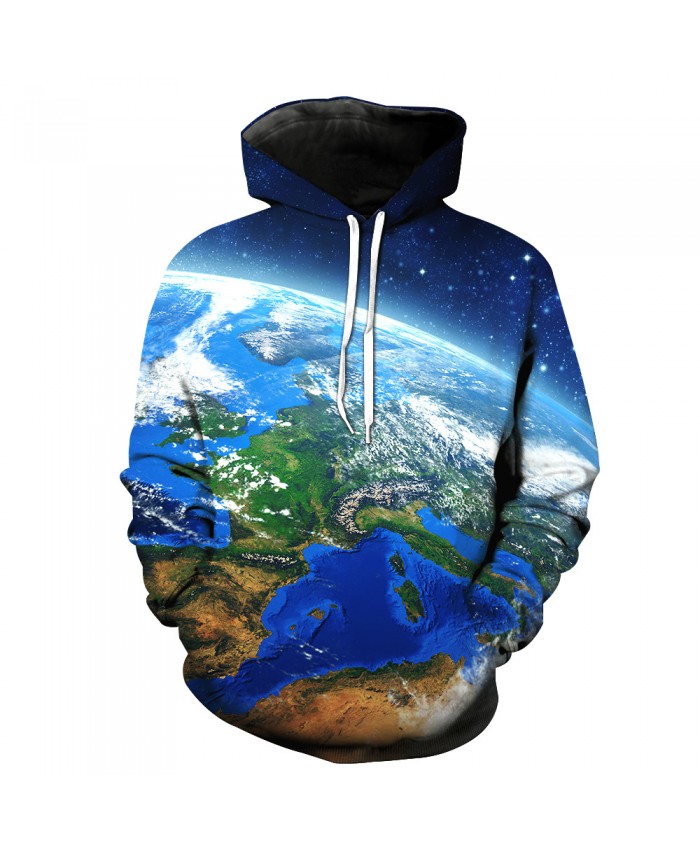 Universe Galaxy Starry sky Earth 3D Print Fashion Hooded Sweatshirt Men and Women Sportswear K