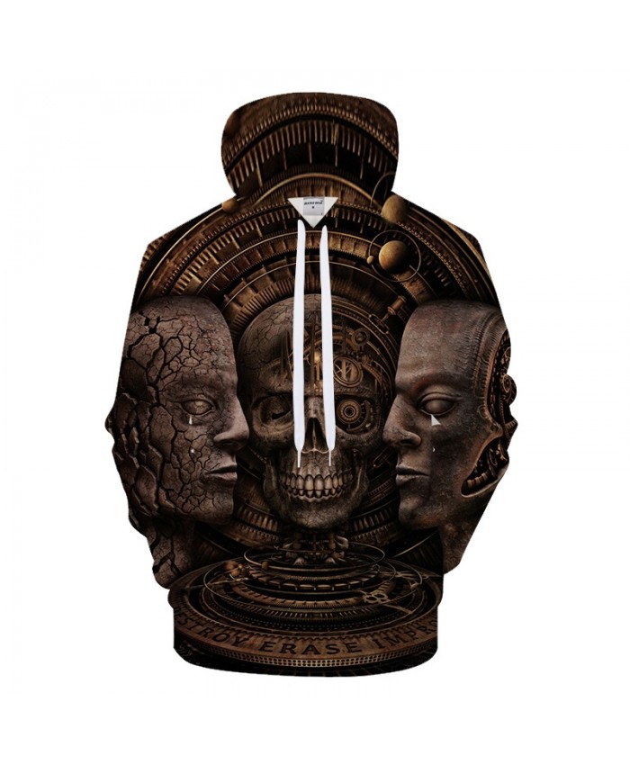 Vintage Skull 3D Hoodie Men Hoody Funny Tracksuit Funny Sweatshirt Long Sleeve Coat Streetwear Male Pullover DropShip