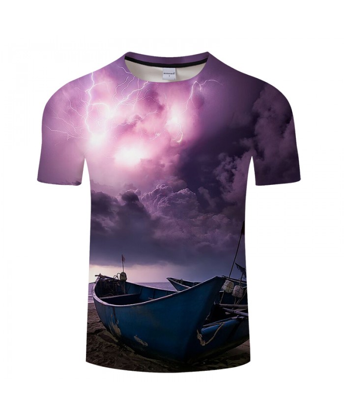 Violet Lights Boats 3D t-shirts Men Women tshirt Summer Casual O-neck Short Sleeve Tees Tops Drop Ship