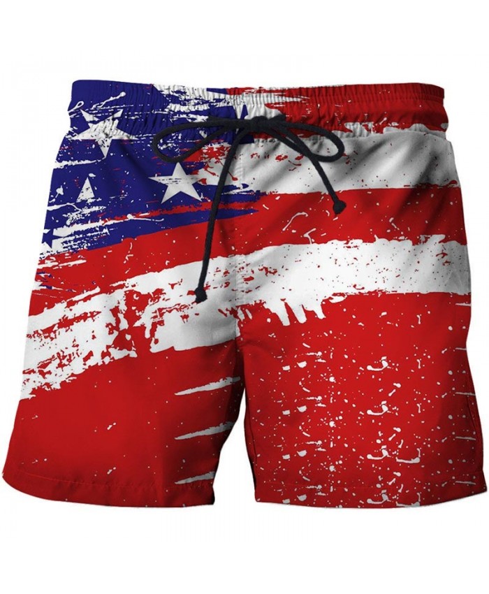 Watercolor Painting Men 3D Printed Beach Shorts Summer Male USA Flag Breathable Watersport Summer Board Shorts