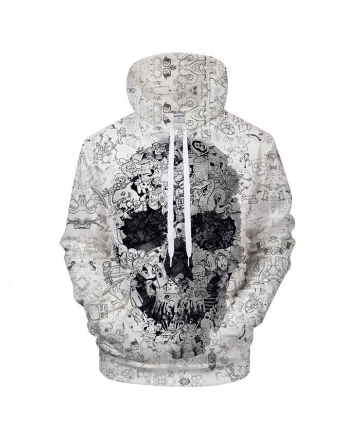 White Hoodies 3D Skull Sweatshirts Men Hoody Male Coat Autumn Tracksuit Quality Hoodie 2021 Pullover Hip Hop Dropship