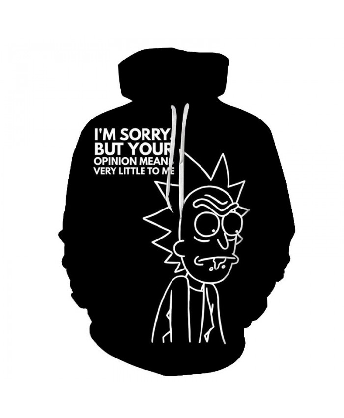 White Portrait Rick And Morty 3D Print Men Pullover Sweatshirt Mens Custom Pullover Hoodie Streetwear Sweatshirt