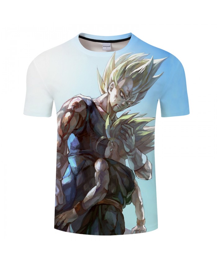 White Spring Casual 3D Print Summer Anime ShortSleeve Top&Tees Tshirts Short Sleeve Dragon Ball Vegeta Drop Ship