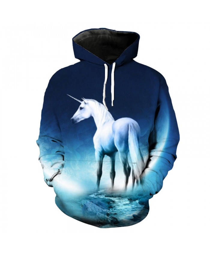 White Unicorn Hoodie Horse Series Leisure Sweatshirt Pullover Casual Hoodie Autumn Tracksuit Pullover Hooded Sweatshirt