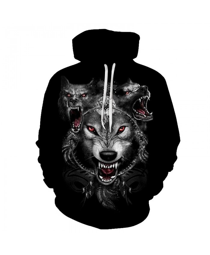Wolf Hoodies Men Women 2021 Red eyes Sharp teeth New Fashion Hip hop Spring Autumn Pullover Sweatshirts Sweat Homme 3D Hoodie