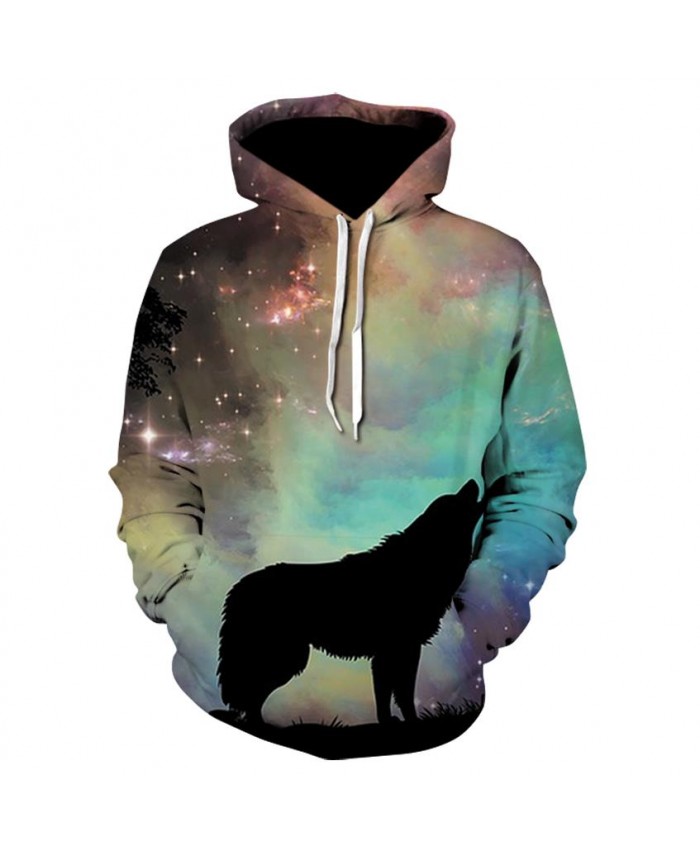 Wolf Hoodies Men/Women 3d Sweatshirts With Hat Print 3d Wolf Howling To The starry sky Hooded Hoodies Hoody