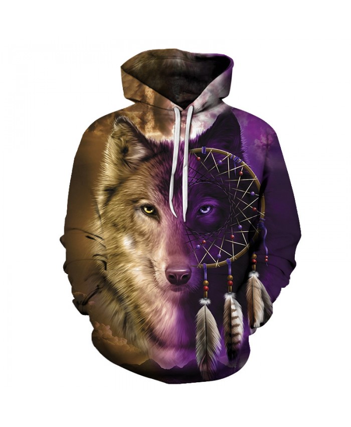 Wolf Printed Hoodies Men Wolf Sweatshirts 3D Tracksuits Native Hoody Harajuku Pullover Brand Streatwear DropShip