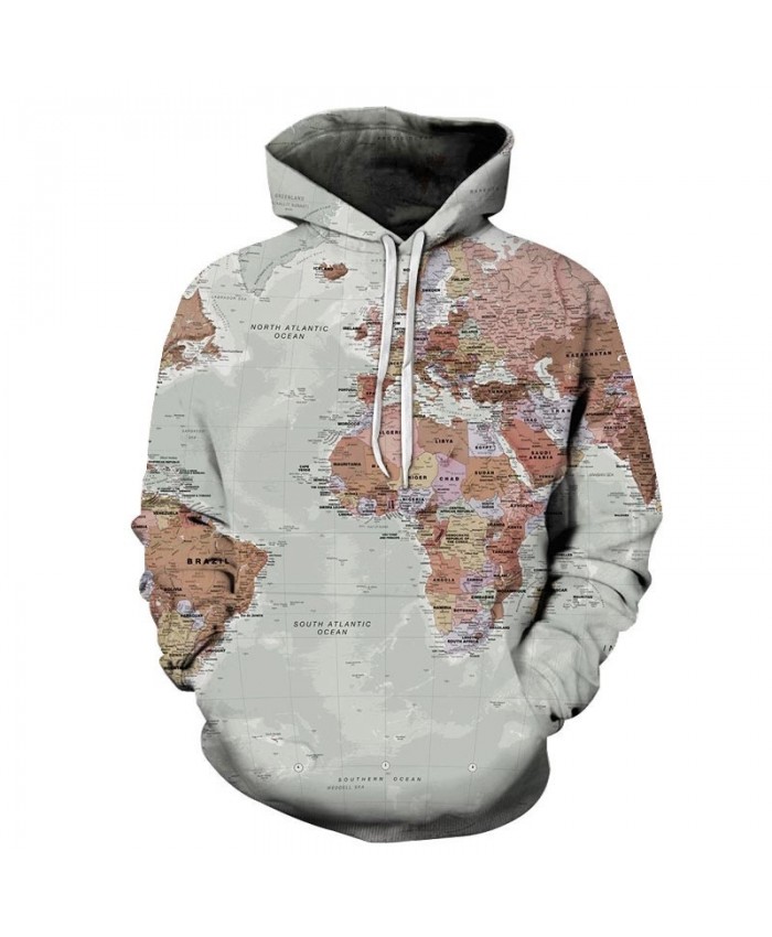 World Map 3D Printed Men Pullover Sweatshirt Pullover Hoodie Casual Hoodies Streetwear Sweatshirt Fashion Men Hoodie