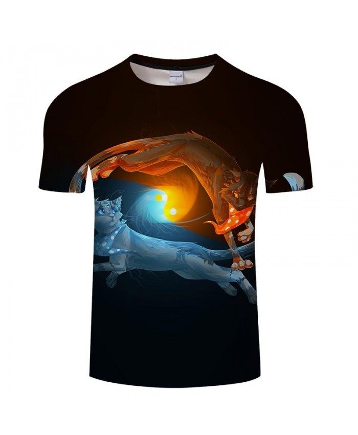 Yellow And White Cats Dance 3D Printed Men tshirt Crossfit Shirt Casual Summer Short Sleeve Men Brand T Shirt Men