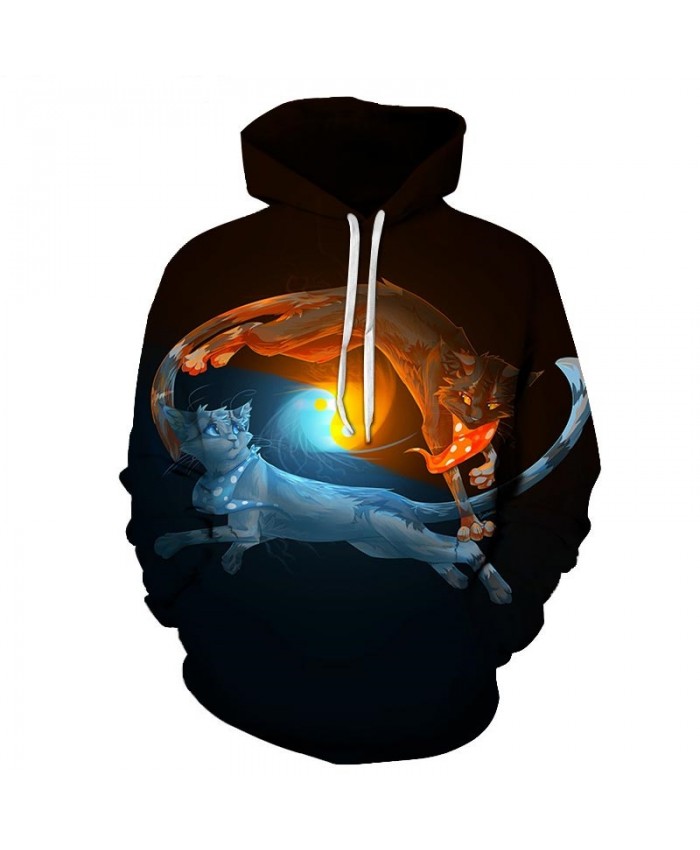 Yellow And White Cats Dance 3D Printed Mens Pullover Sweatshirt Pullover Casual Hoodie Men Streetwear Sweatshirt