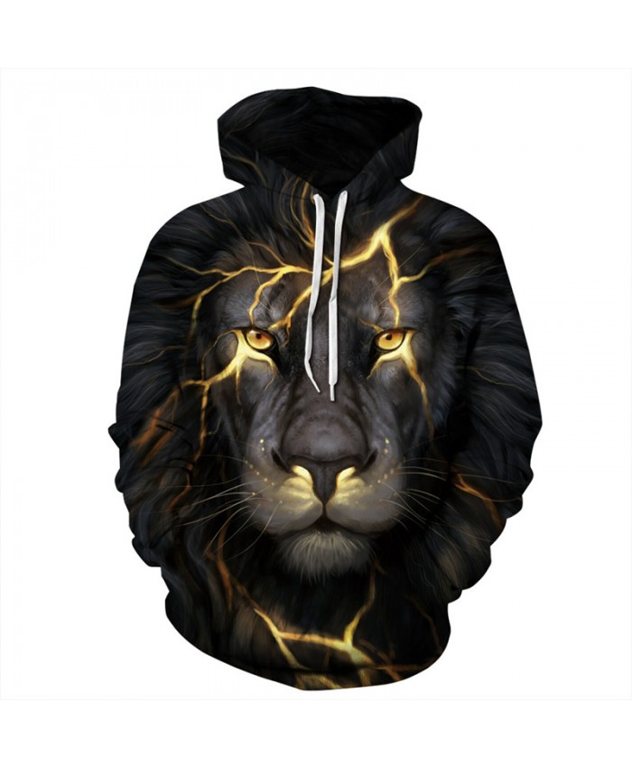 Yellow Lightning Lion Print Men's Hooded Sweatshirt Hoodies Casual Hoodie Autumn Tracksuit Pullover Hooded Sweatshirt