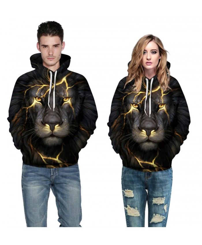 Download Yellow Lightning Lion Print Men's Hooded Sweatshirt ...