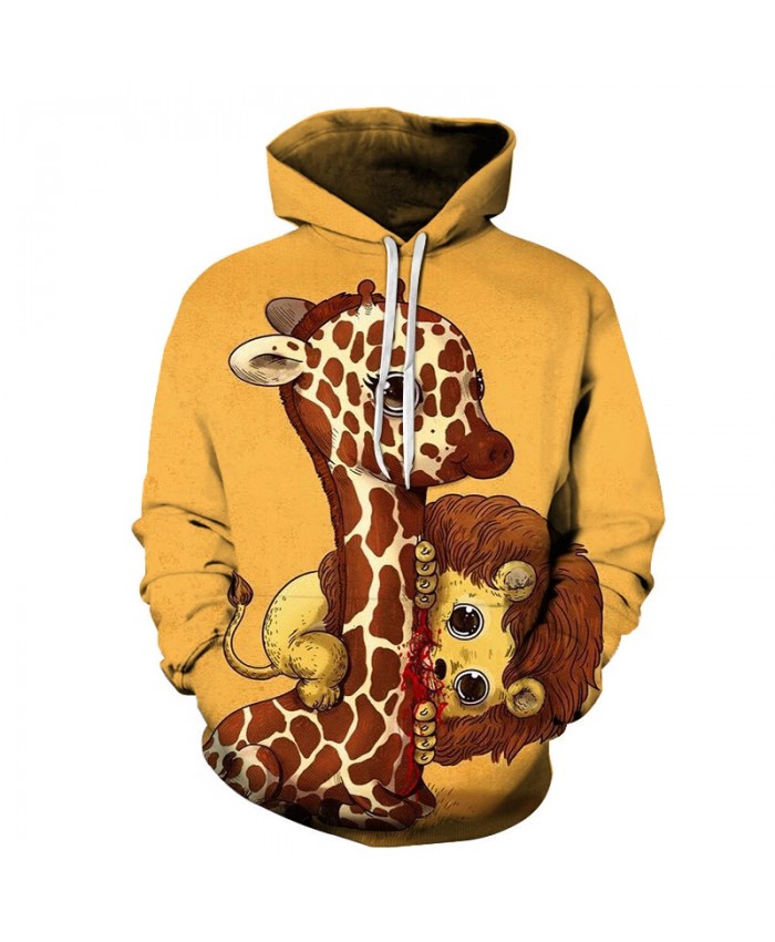 Yellow Men Hoodie Fashion Hoody Harajuku Animal Hoodies Hip hop Sweatshirt Casual Long Sleeve