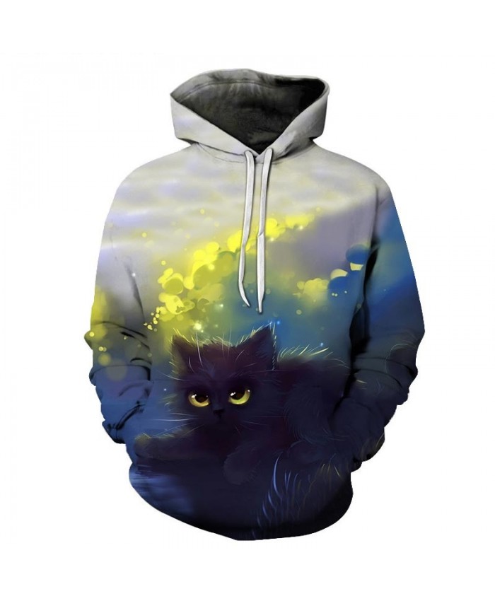 Yellow Smoke Cat 3D Print Mens Pullover Sweatshirt Pullover Casual Hoodie Men Streetwear Sweatshirt 2021 New Hoodie
