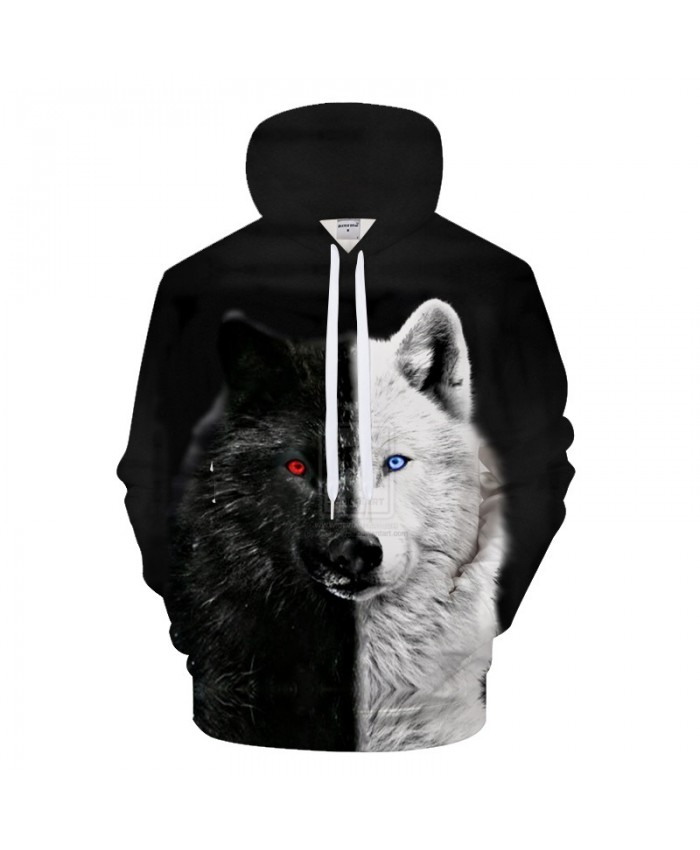 Ying and Yang Wolf Hoodies Streetwear Sweatshirt Casual Hoody Men 3D Pullover Harajuku Tracksuit Male HipHop DropShip