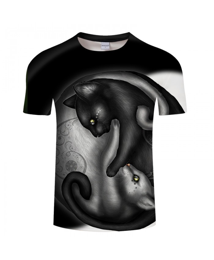 Yinyang cat by KhaliaArt 3D Print t shirt Men Women tshirt Summer Cartoon Short Sleeve O-neck Tops&Tees 2021 New Black Drop Ship