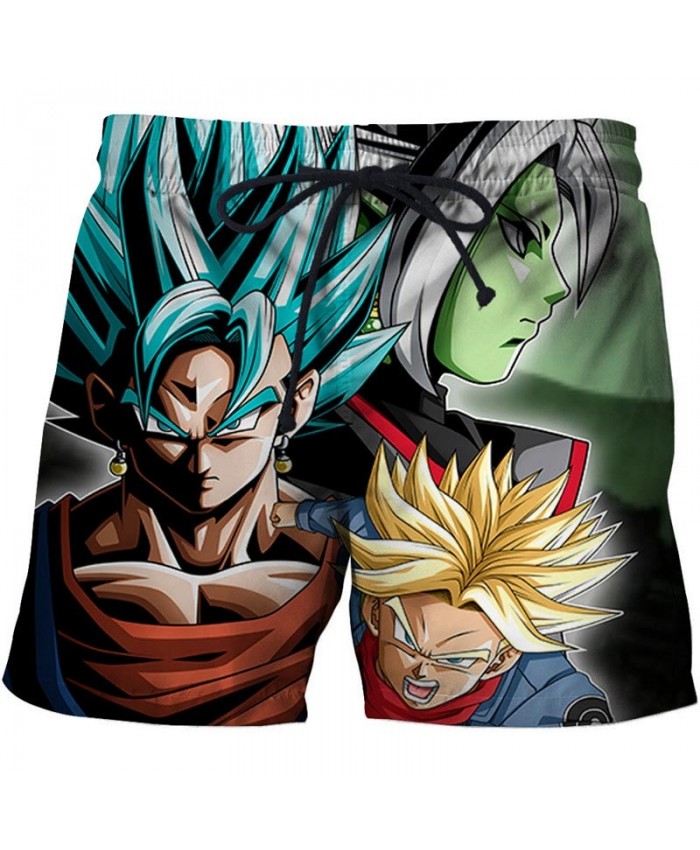 Three Back To Back Dragon Ball Men Anime 3D Stone Printed Beach Shorts Casual 2021 Hot Sell Male Quick Board Shorts